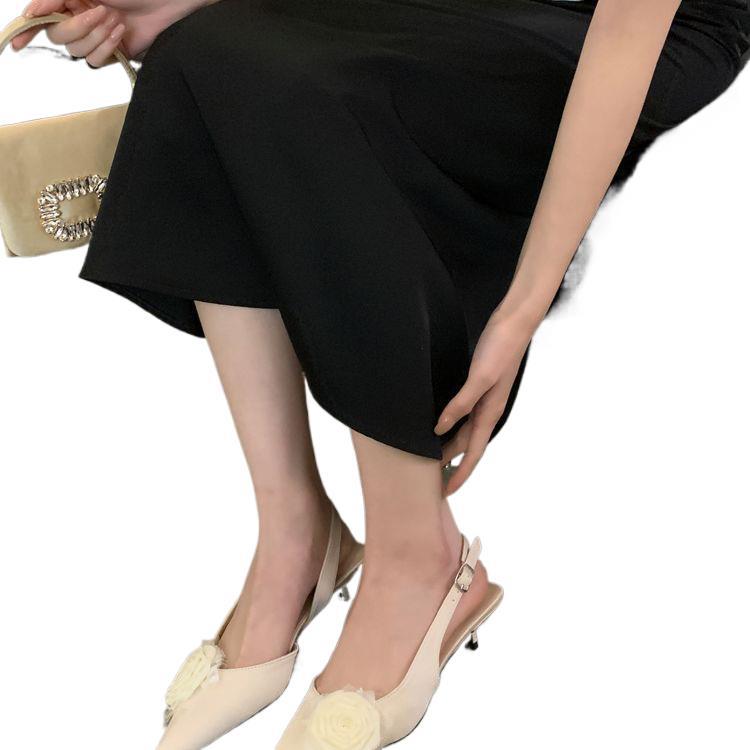 Fairy Wind Gentle Flower Pointed Sandals Women Wear 2025 Spring New Elegant Shallow Mouth Bag Head Thin Heel Shoes