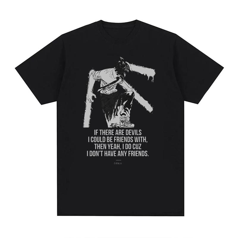 Japanese Anime Chainsaw Man T-shirts 100% Cotton Unisex Tees  EU Size  Manga Graphic Print Short-Sleeve Harajuku Tops