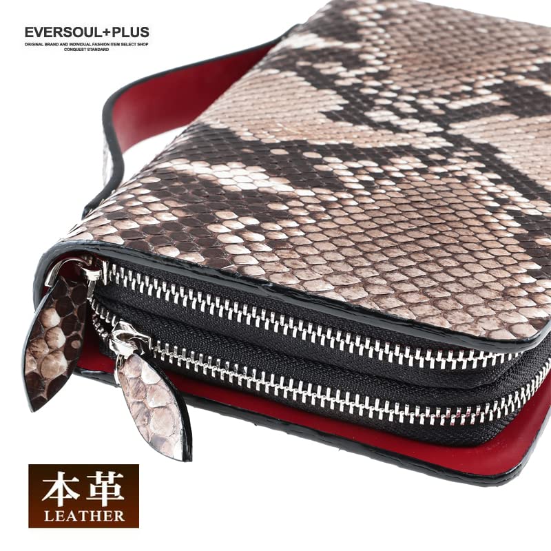 Zweite Tasche Leder Lange Geldbörse Echtes Leder Python Schlangenleder Schlangenleder Tasche Tasche Geldbörse Mini-Tasche Smartphone-Halter [EVERSOUL]