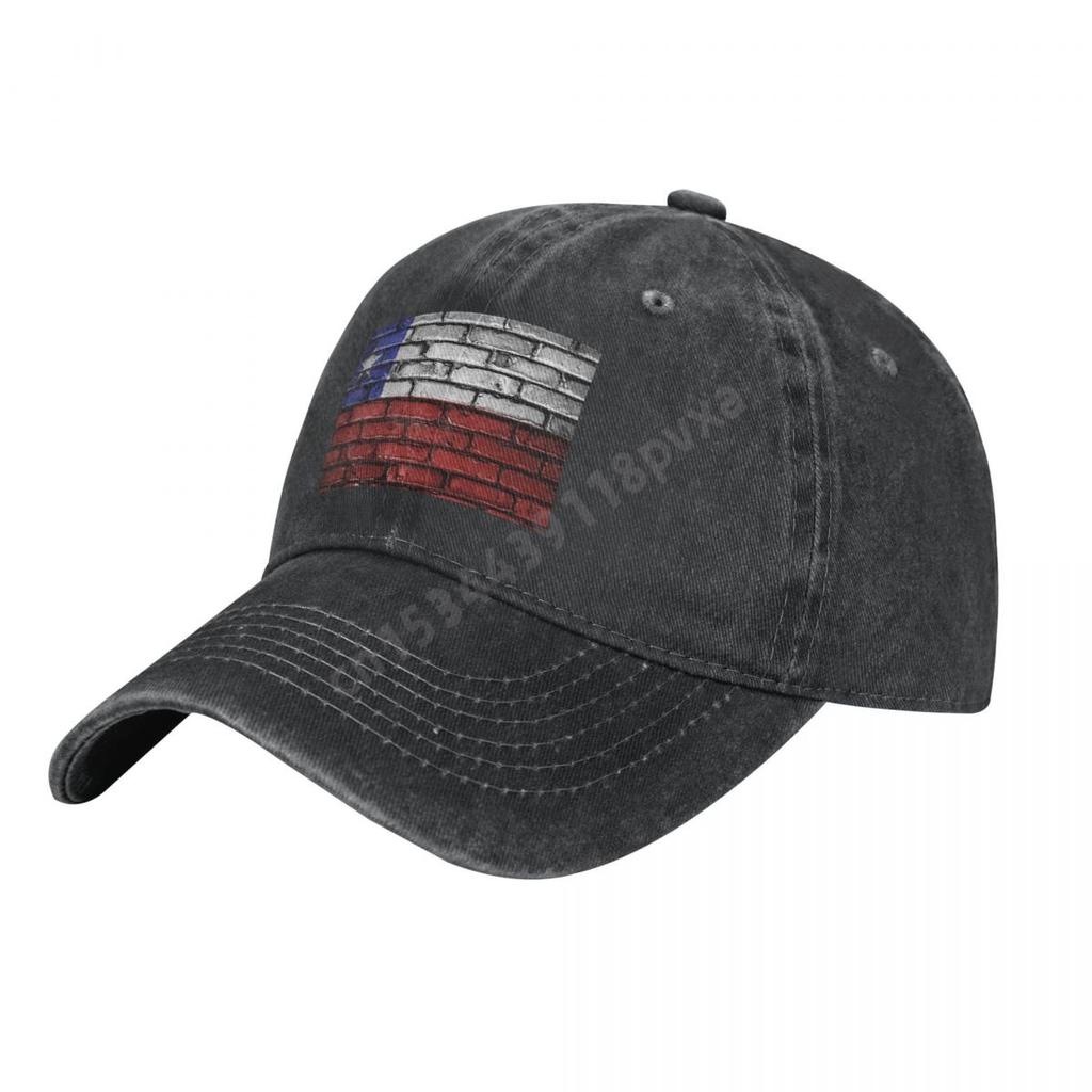 Unisex Adult Chile Flag Chilean Fans Charcoal Washed Denim Baseball Cap Unisex Classic Vintage Cotton Dad Trucker Hat
