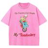 Summer Cartoon Bear Print Women's T-Shirt Wash Oversized Short Sleeve Couple Y2K Sweetheart Casual Top