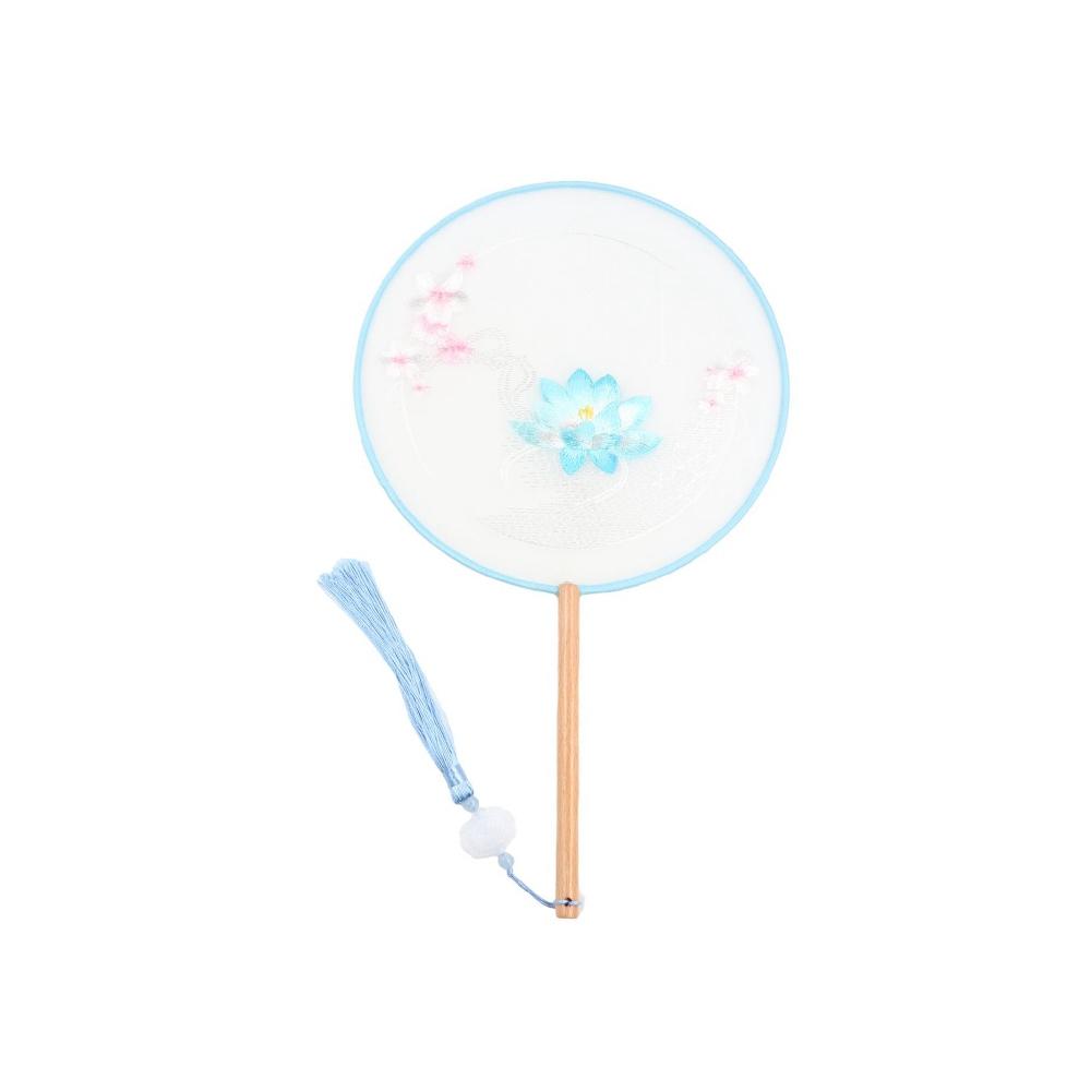 Vintage Chinese Style Chinese Style Fan Handheld Tassels Embroidery Fan Floral Pattern Translucent Silk Fan Photography Prop