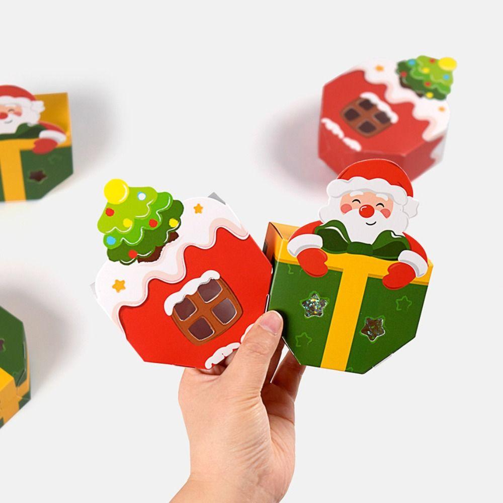 Foldable Mini Christmas Packaging Box Christmas Tree Santa Claus DIY Gift Storage Box Funny Handmade Xmas Supplies Party Decor