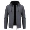 Men S Solid Color Hooded Fleece Knit Cardigan Autumn Winter Casual Coat