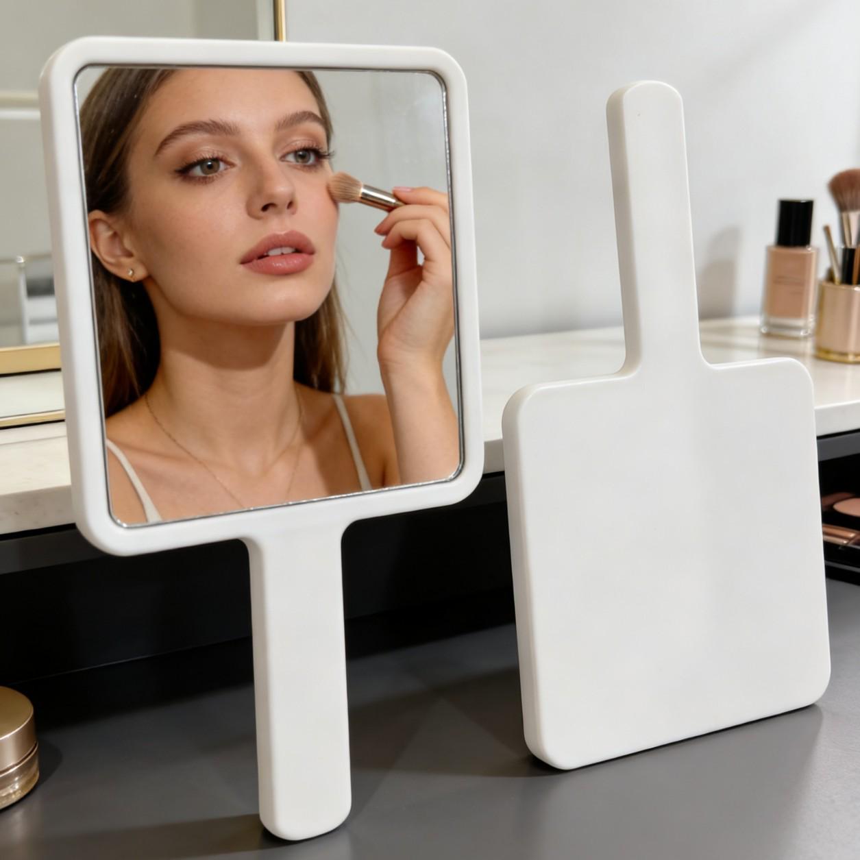

Creative Square Handheld Beauty Mirror - Large & Small Sizes, Customizable with LG Handle 7.5*13.5 cm Square Mirror білий