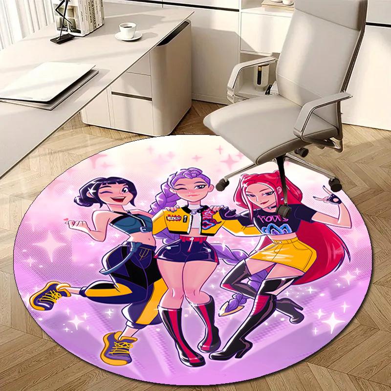 1pc KPop Demon Hunters17 Design Printed Area Round Carpet for Bedroom Living Room Home Decor Rugs Mat Non Slip Mat Rug for Bedside