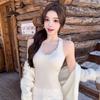 #Early autumn new pure desire grinding chain splicing warm neck vest slim and thin women's fixed belt chest pad