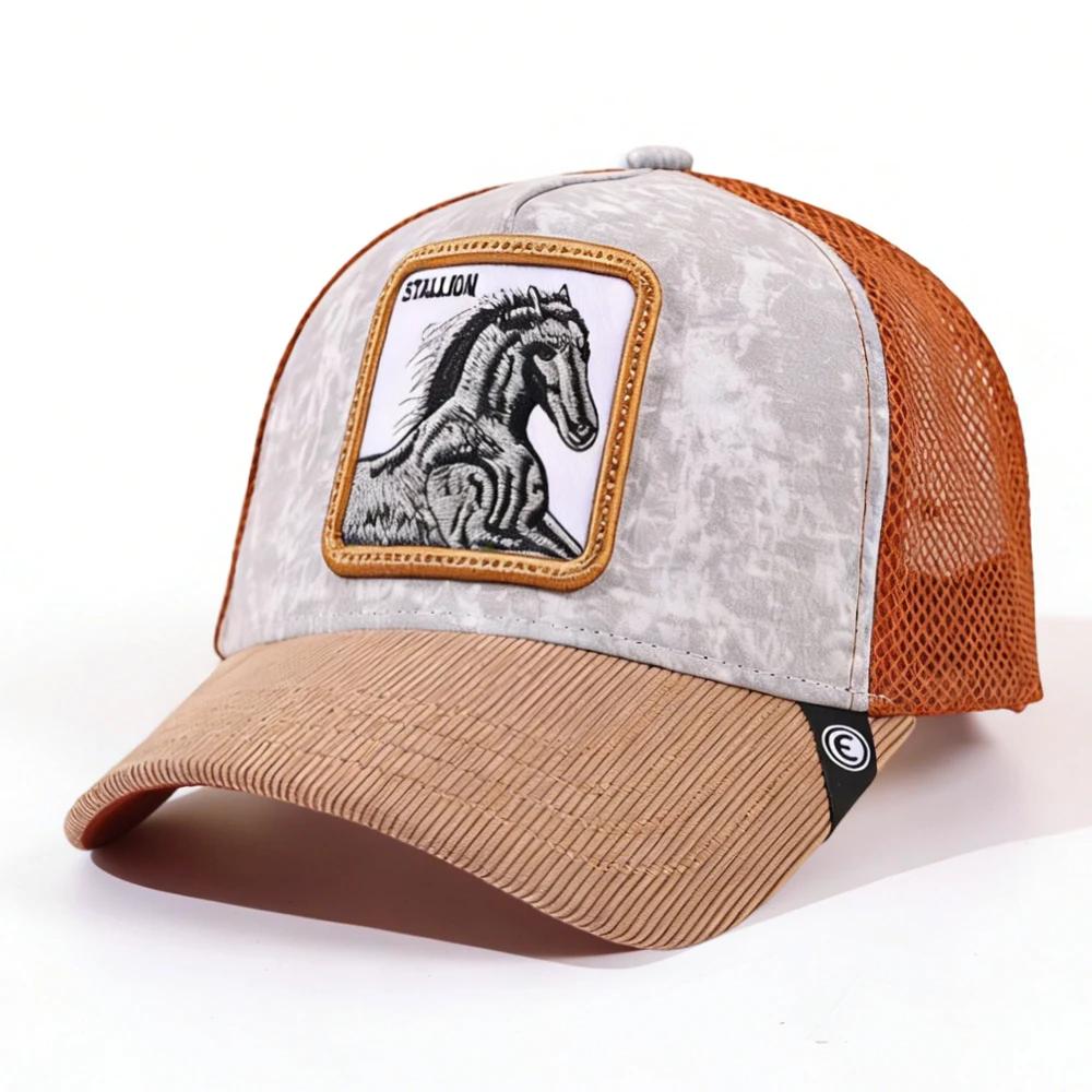

Hat, Air Permeable, Embroidered Rooster Gallo Patch, Vintage Western Street Stylewear 1Pc Mesh Trucker All-Match Trendy For Daily