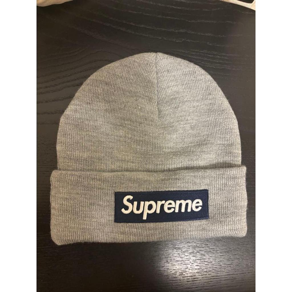 Used Supreme New Era Box Logo Beanie Gray