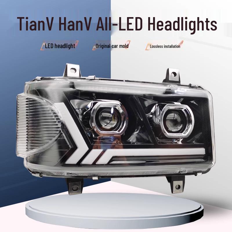 

Ultra-Bright LED Headlight Assembly with Dual-Lens Flowing Turn Signal for Jiefang Tian V Han V Tu V Single piece
