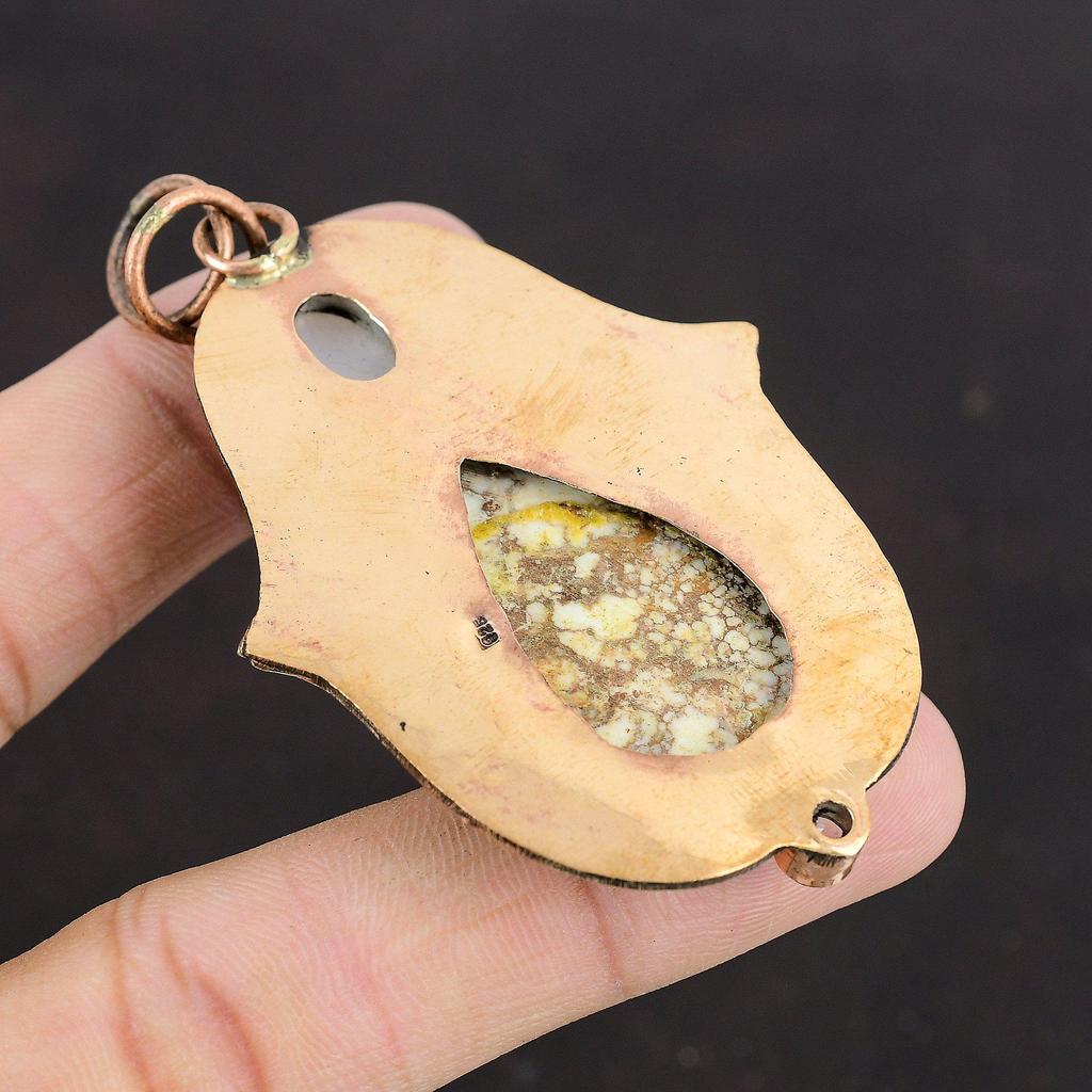 Wild Horse Magnesite Pendant Rainbow Moonstone Pendant White Topaz Pendant Copper Pendant Stylish Jewelry Handmade Natural Gemstone Pendant