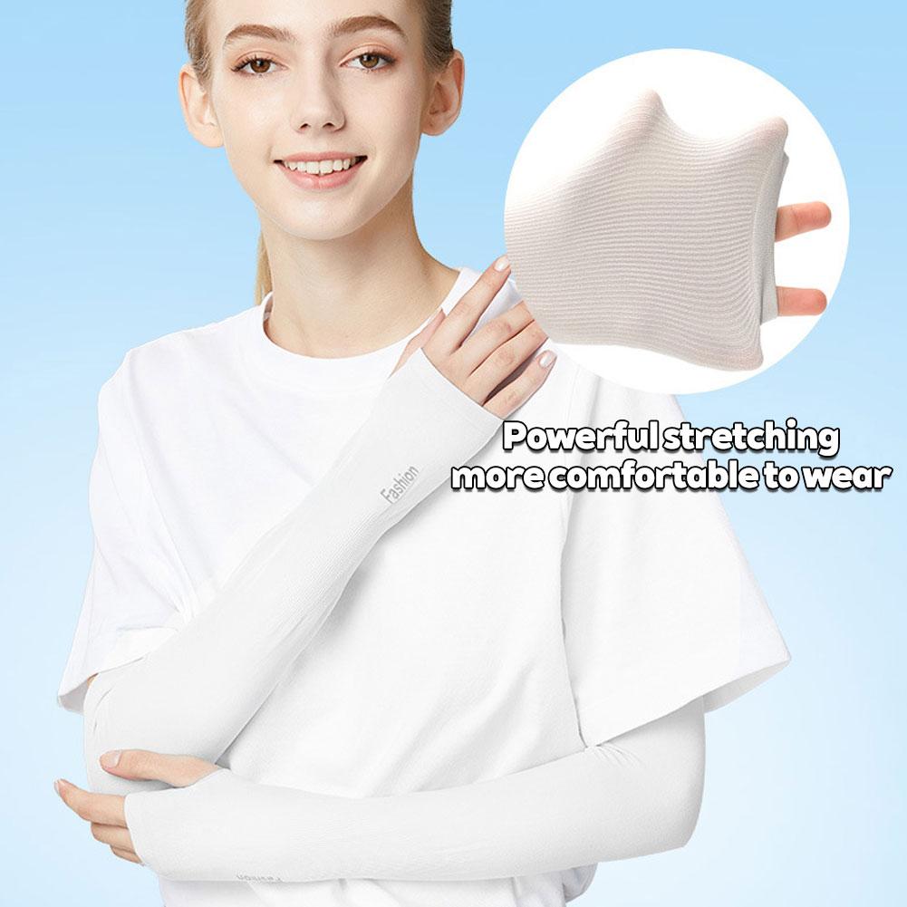 1Pair Ice Silk Sleeve Sunscreen Cuff Arm Sleeves Uv Sun Protect Anti-Slip Summer Men Women Gloves Outdoor Riding Arm Cover