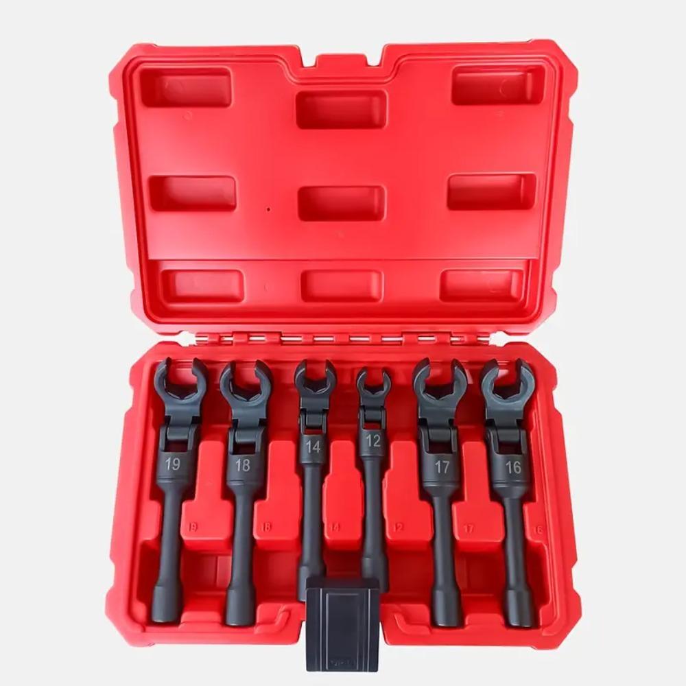 Professional Ratcheting Wrench Set Flexible Head Adjustable Spanners for Plumbing Automotive Repair Tool 6pcs Set 3/8 Interface