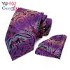 Men Flower Two-piece Tie Set Stripe A Tie  Business Fashion Handkerchief Paisley Plaid Necktie