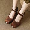 Fashion Women High Heel Shoes Elegant Fashion Thick Soled High Heels  Retro Shallow Mouth Banquet Party Wedding Shoes Zapatos De Mujer