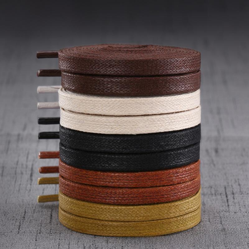 Black & White Waxed Leather Flat Shoelaces for Men's and Women's Casual Canvas or Martin Boots (0.6cm Wide)