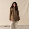 GREEN BELT Faux Lamb Fleece Spliced Short Coat