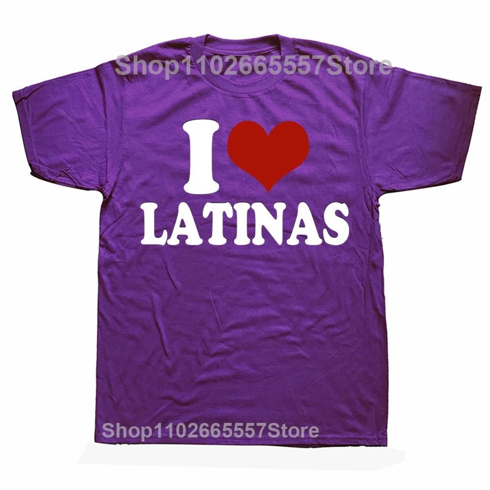 Funny Red Heart Love Latina I Love Latinas T-Shirt Mens Casual Fashion Loose Hip Hop Harajuku T-Shirt Summer Style Hipster Tees