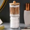 Halterspender mit Bambusdeckeln, transparente Acryl-Badezimmergläser mit Tablett, Wattestäbchen-Aufbewahrungsspender, wiederverwendbar