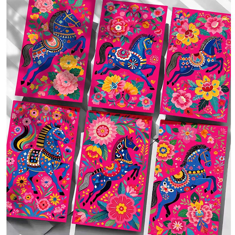 

2026 Year of the Horse Personalized Red Envelopes: Retro Chinese Style Wedding & Creative Lai See Envelopes 16.8x8.8cm, set of 6 mixed designs