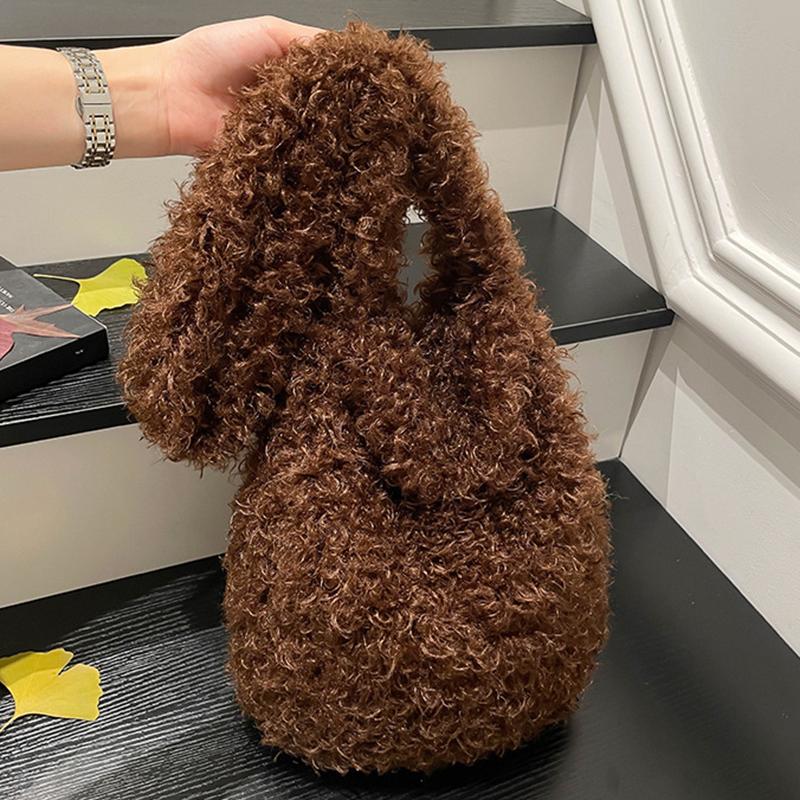 

Yogodlns Корейская версия Осень и Зима Новая Женская Модная Универсальная Практичная Модная Сумка через Плечо Кроссбоди из Длинношерстного Меха 27x2x34cm коричневый