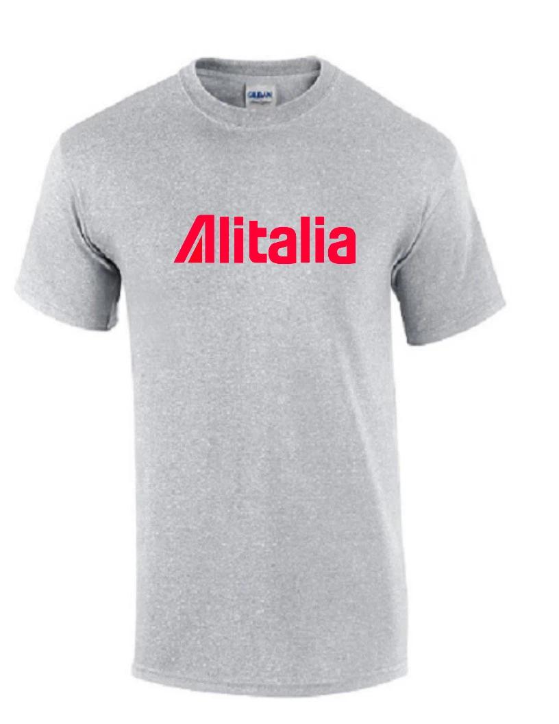 Alitalia Retro RED Logo Italian Airline Geek Sport Gray Sleeve T-Shirt 3XL