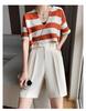 Women's High-Waist Black Bermuda Shorts: Summer, Loose, Straight-Leg, Slimming A-Line, Hong Kong Style.