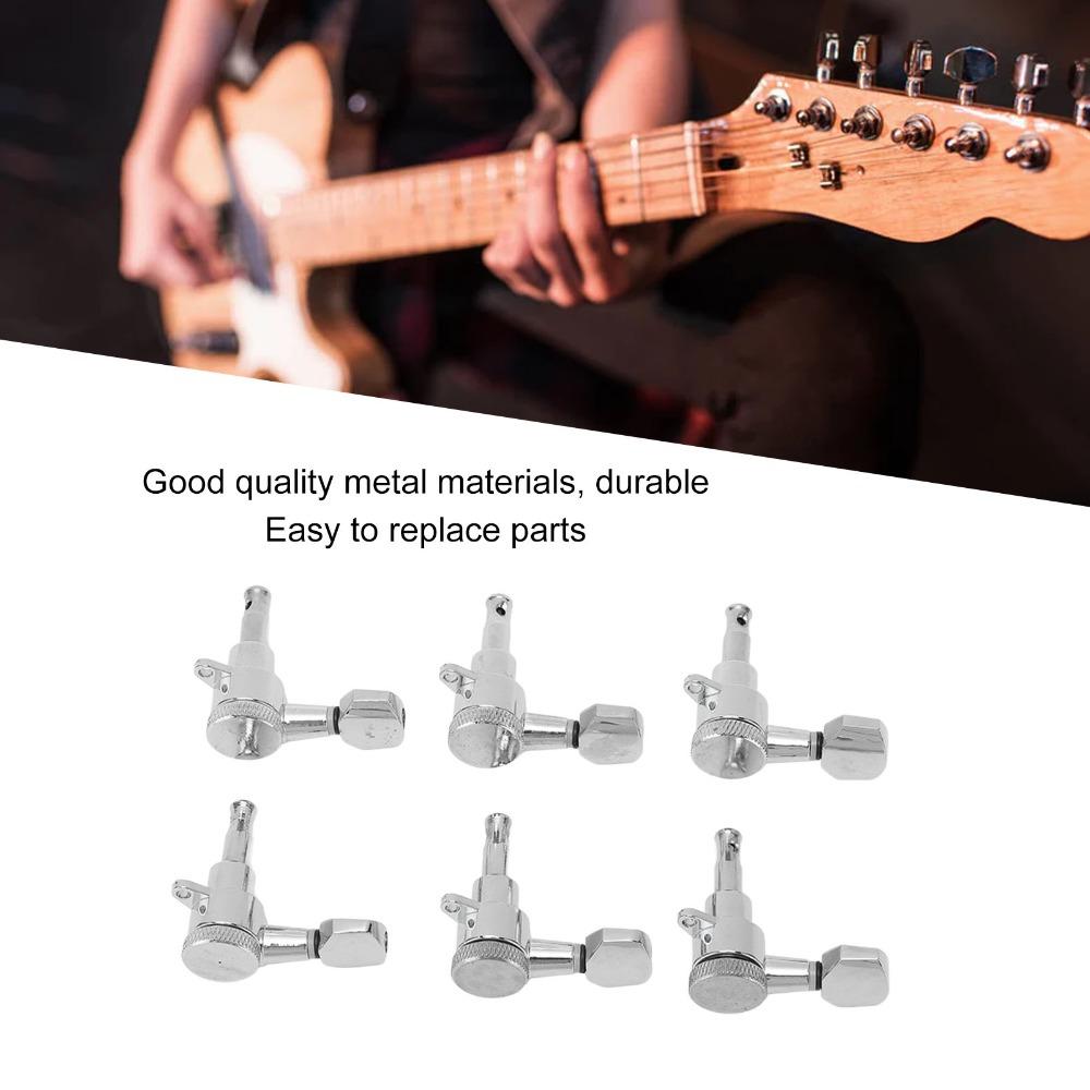 6PCS Silver Guitar Parts Metal Electric Guitar Parts Upgrade Tuning Pegs Electric Guitar
