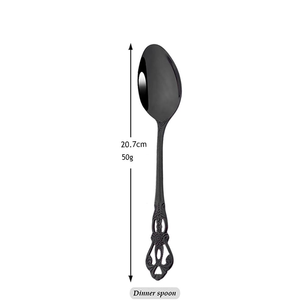 Black Kitchen Cutlery Set 1Pcs Knife Dessert Fork Tea Spoon Dinnerware Set Stainless Steel Flatware Vintage Tableware Set