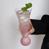 Creative Transparent Glass Drink Cup Horn-shaped Ball Shape Bottom Glass Milkshake Cup INS Style Ice Cream Cup Smoothie