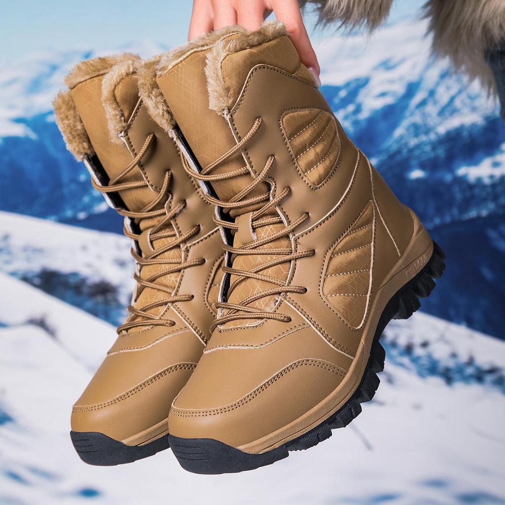 Women's Plus Size Mid-Calf Fleece-Lined Snow Boots