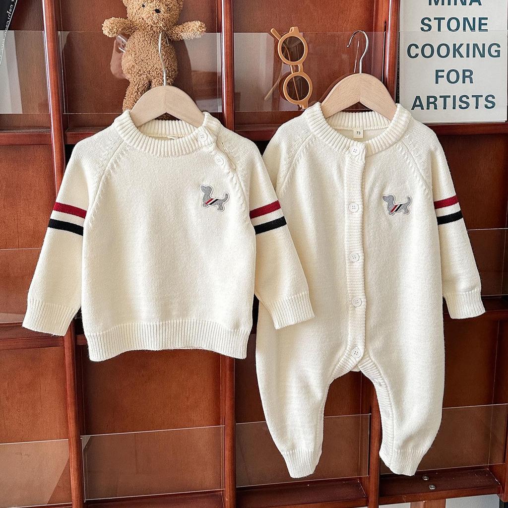 Real Shot Adorable Baby Knitted Jumpsuit - Stylish Winter Outfit for Babies, Perfect Parent-Child Look