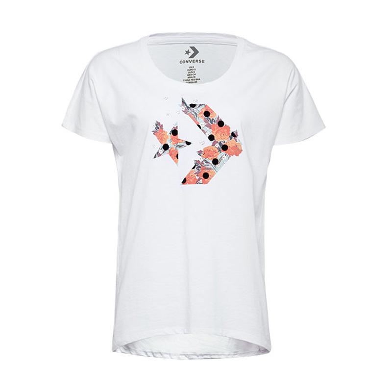 Converse T Shirts Women s White Crew Neck Moderate 10007564-A02 L