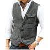 Chaleco de Traje Casual de Tweed Vintage para Hombre, Chaleco de Color Sólido para Caballero de Negocios