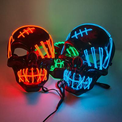 Svítící hororová lebka maska děsivá halloweenská LED svítící maska svítící ďábelská maska pro dekoraci strašidelného domu cosplay rekvizity