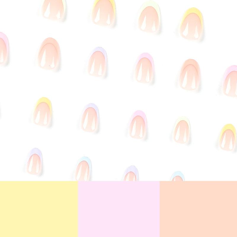 Nail Sticker Summer Multi-color French Fresh Rainbow Wearable Nail Piece False Nails