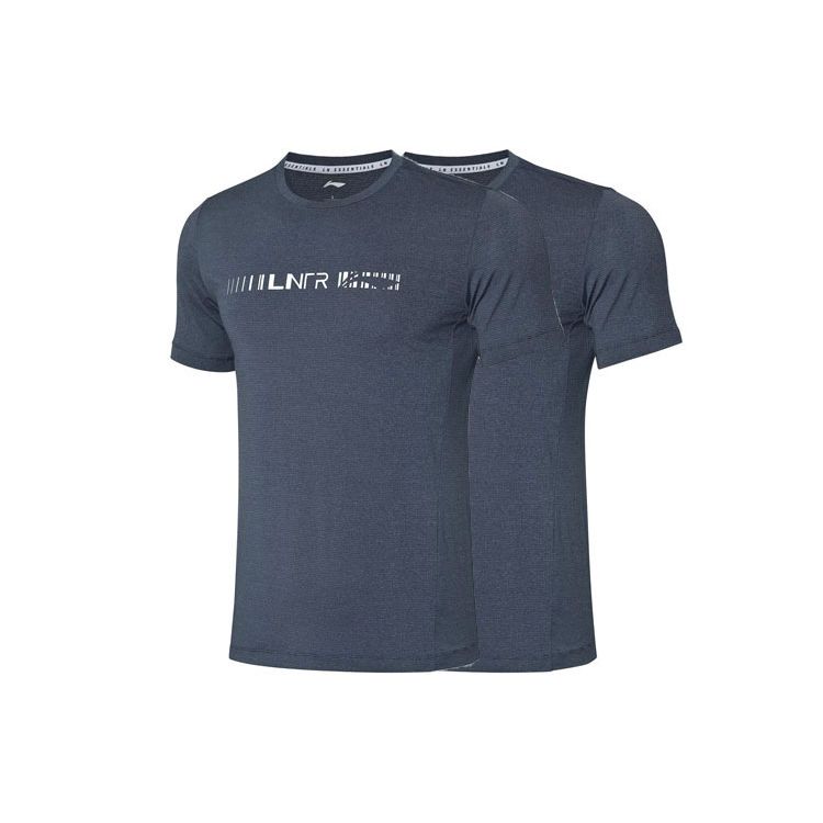Li Ning Training Series Quick-Dry Round Neck Casual Short Sleeve T-Shirt Men Tops Gray ATSQ059-7