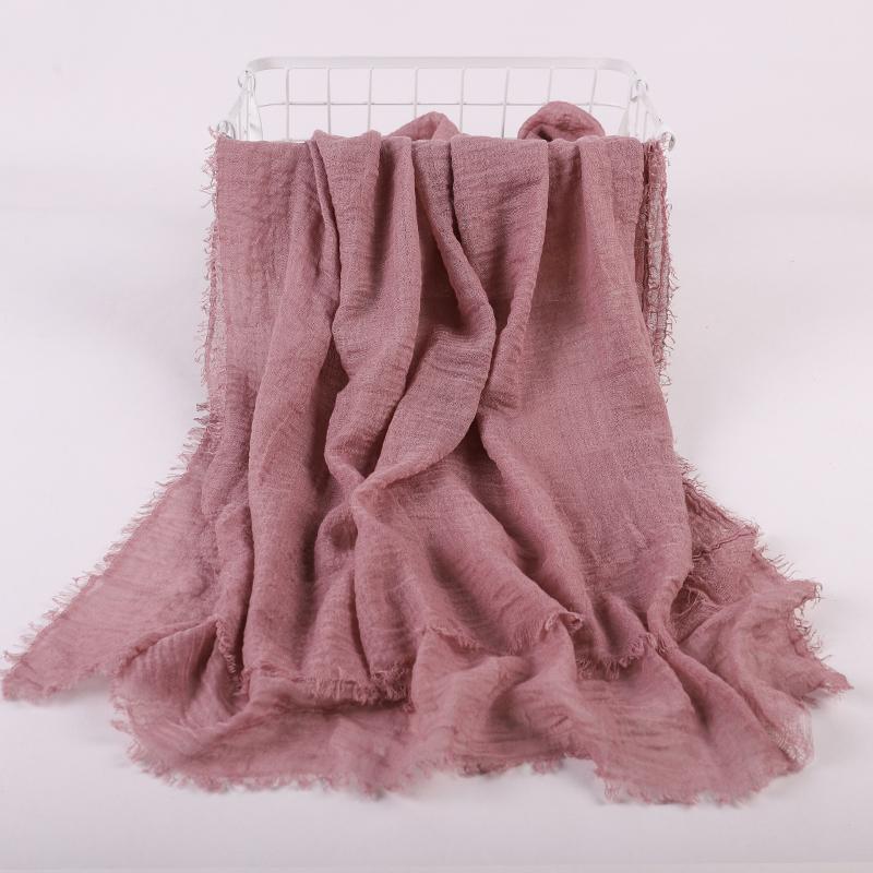 Ramadan Cotton Crinkle Headband Veil Scarves Women Solid Color  Head Wraps Long Scarves Turban Headband Muslim Fashion Headscarf