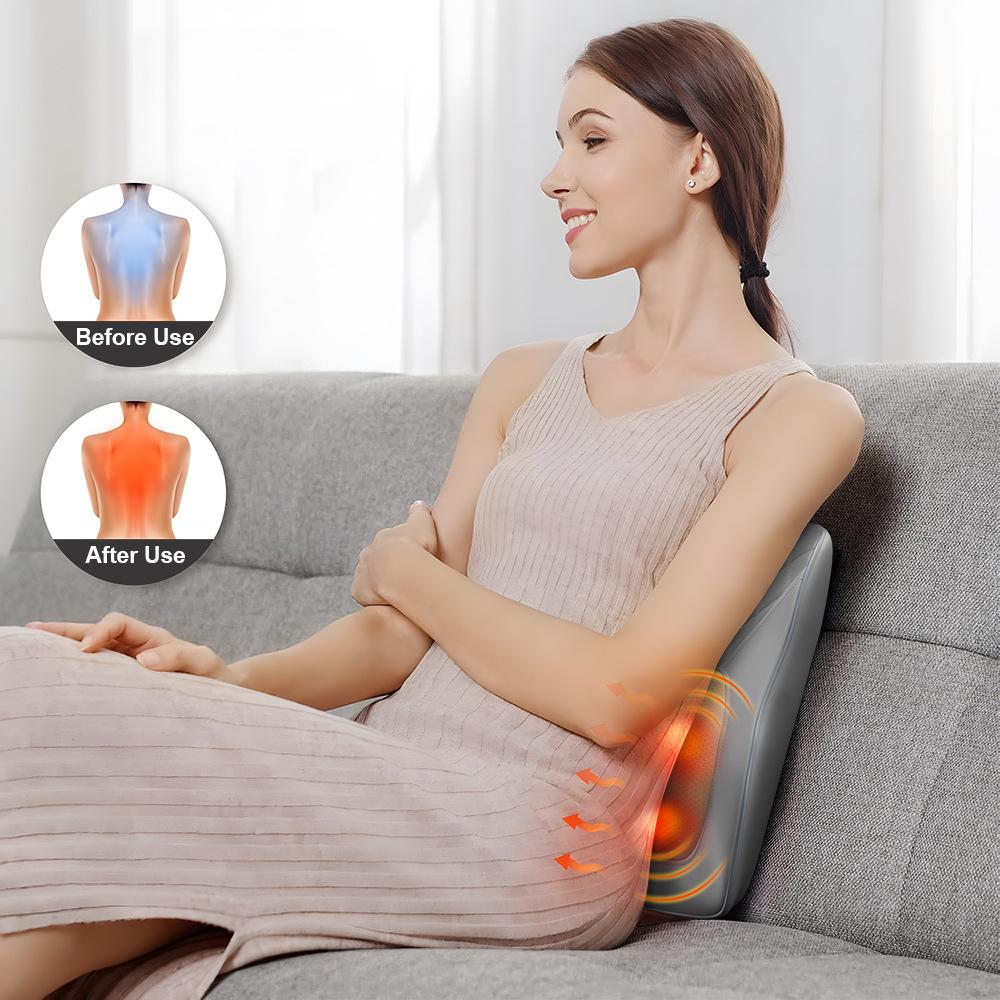 Multi-Functional Neck, Shoulder, Lumbar, and Back Kneading Massage Pillow