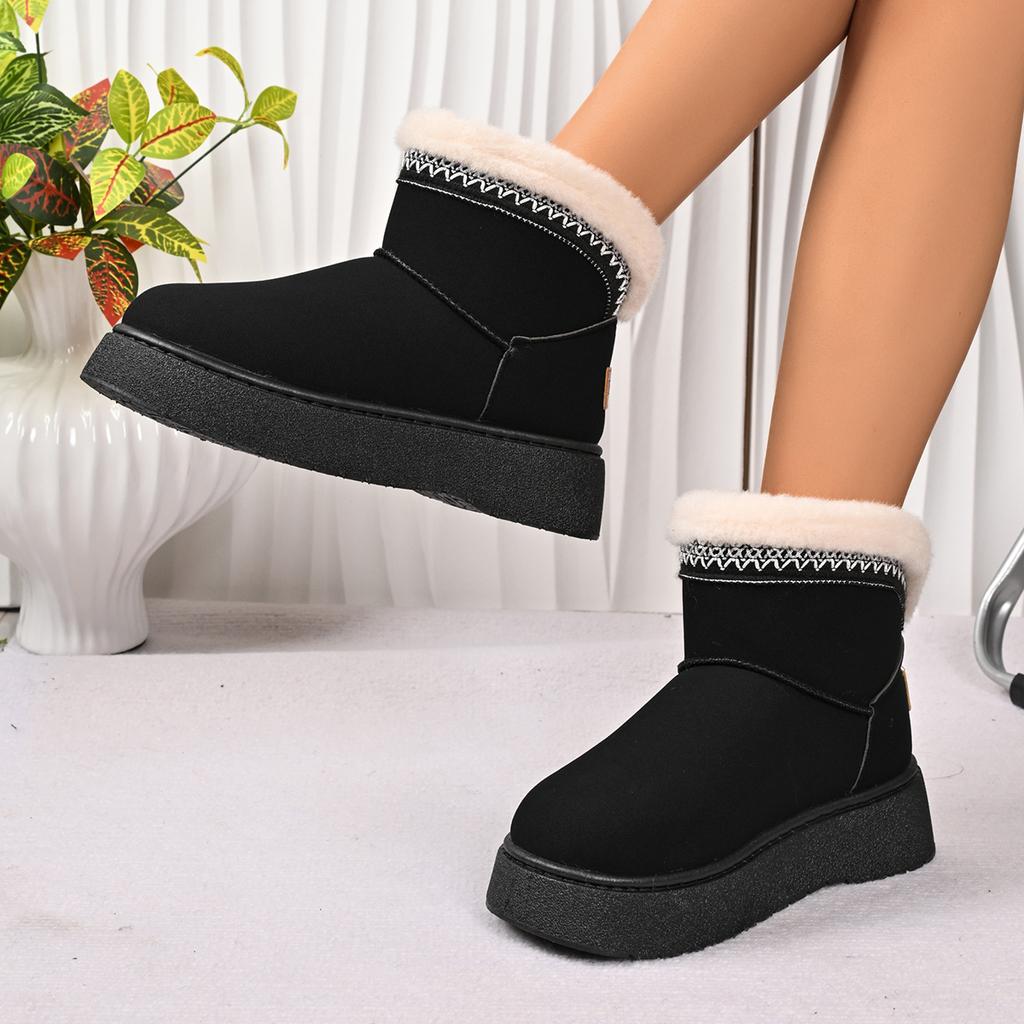 Fashionable New Round Toe Flat Bottom Elegant Warm Snow Boots Winter  Comfortable Thick Soled Casual Women's Boots