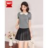IEF Women's French Style Doll Collar Short Sleeve Knitted Cardigan
