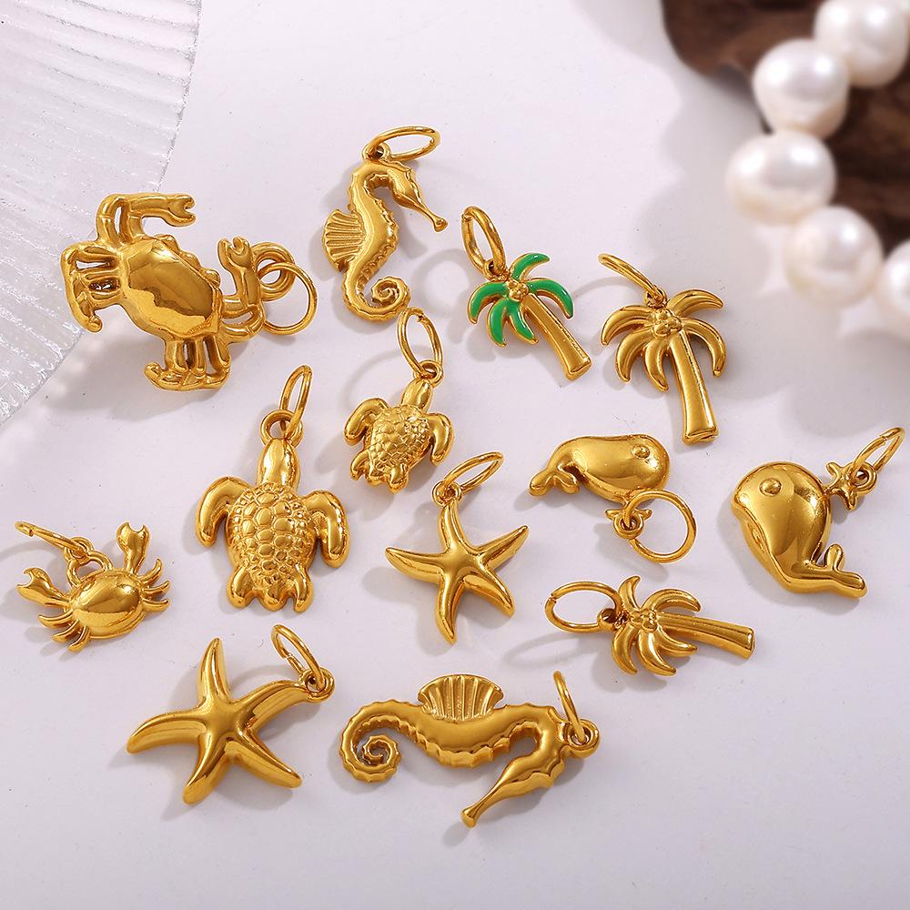 Ocean Element Conch Shell Pendant Accessories Stainless Steel Gold-Plated Beach Wind Accessories