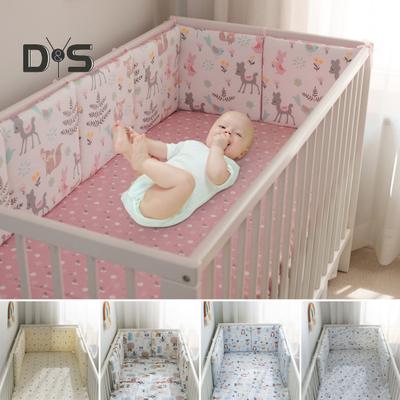 6-teilige Krippeneinlage, kollisionssicher, atmungsaktiv, gepolstert, für Babybett-Stoßfänger, verstellbar, waschbar, weiche Polsterung für die Seiten