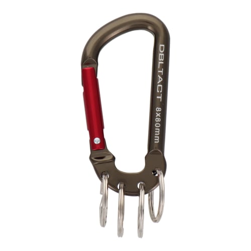 

Sankyo Corporation DBLTACT Aluminum Carabiner with Key Ring, 4-Ring, Gunmetal (S) x Red, DT-AKT-385