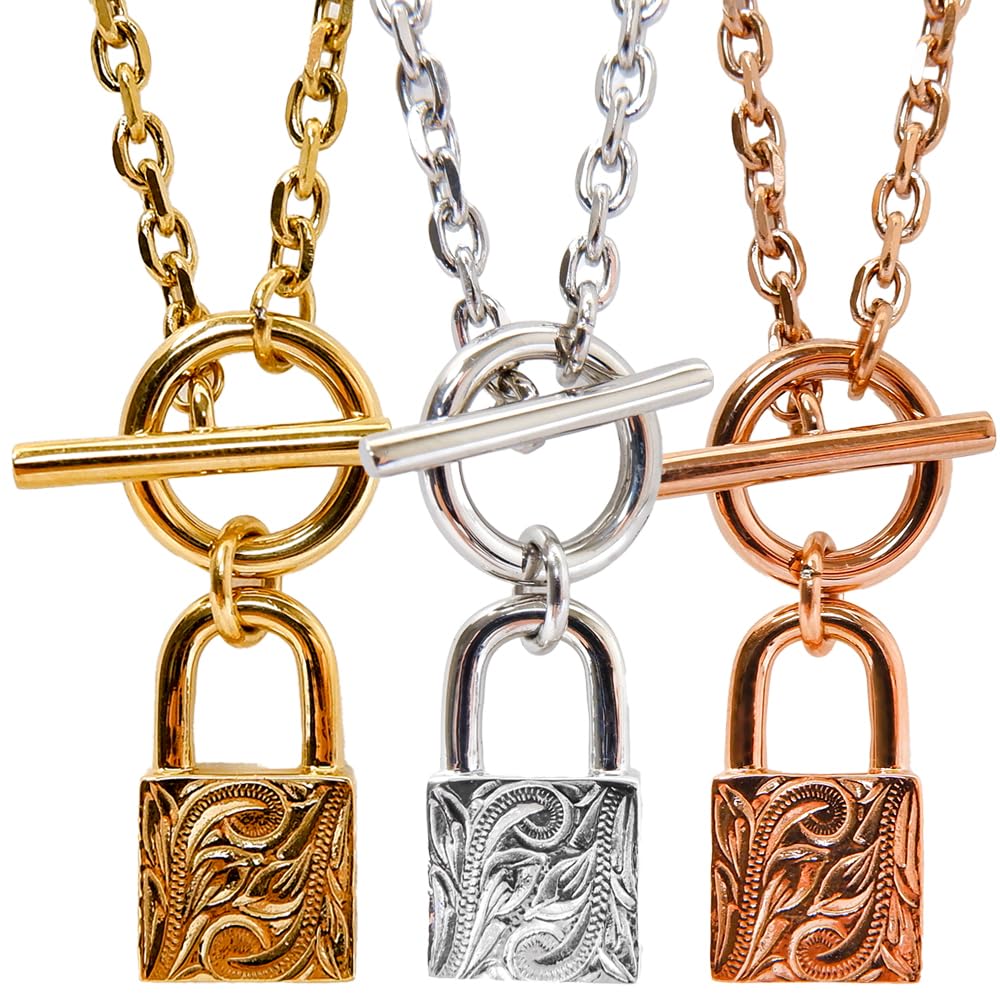 

Hawaiian Jewelry Necklace Stainless Steel Padlock Scroll Wave Padlock Marine Mantel Hypoallergenic Surgical Pendant with Chain Present Pair Surgical