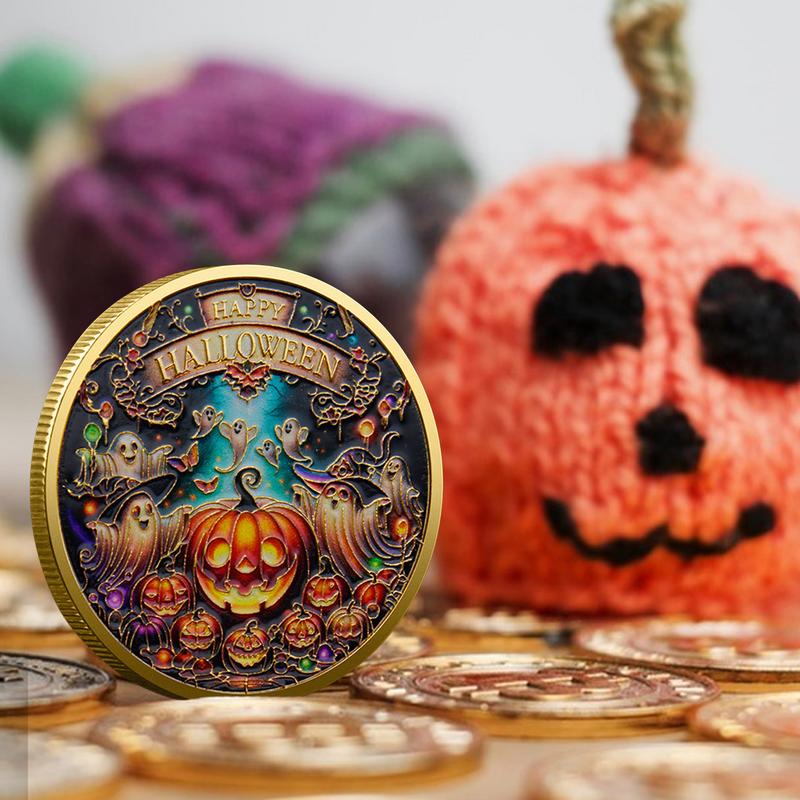 Szczęśliwy Halloween Pamiątka Wytrzymały Metalowy Złoty Szczęśliwy Halloween Moneta Kolekcjonerska Upominek na Imprezę Kreatywna Moneta Pamiątkowa