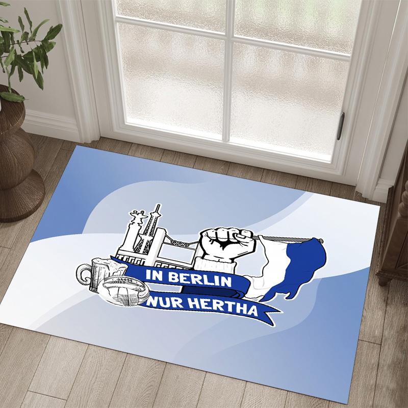 Hertha bsc FC Design Tappeto in Velluto di Cristallo Accogliente Non?Tappeto Stampato Antiscivolo per Camera da Letto Soggiorno Ingresso