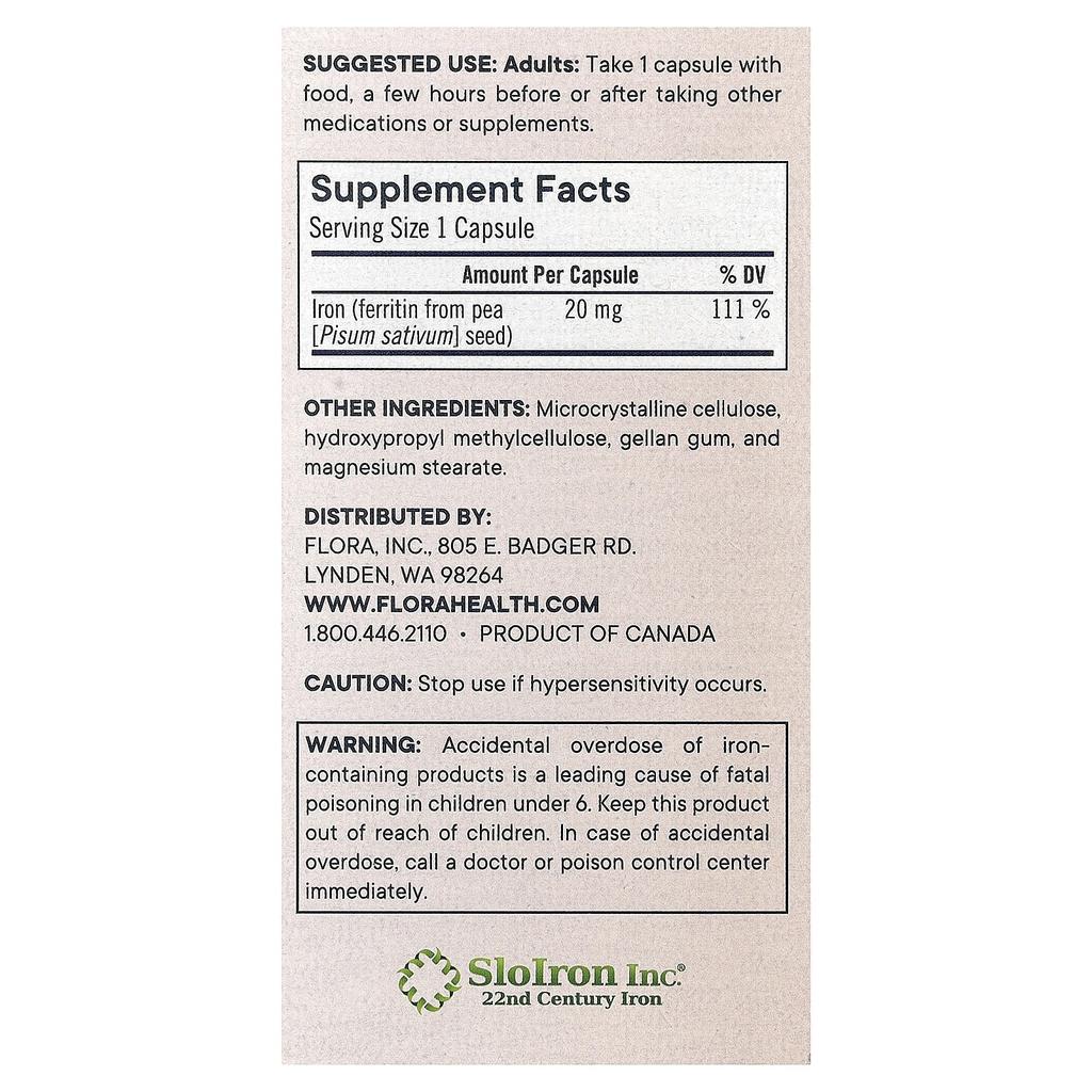 Flora Ferritin +®, Magensaftresistente Gemüsekapseln, 30 (20 mg pro Kapsel)