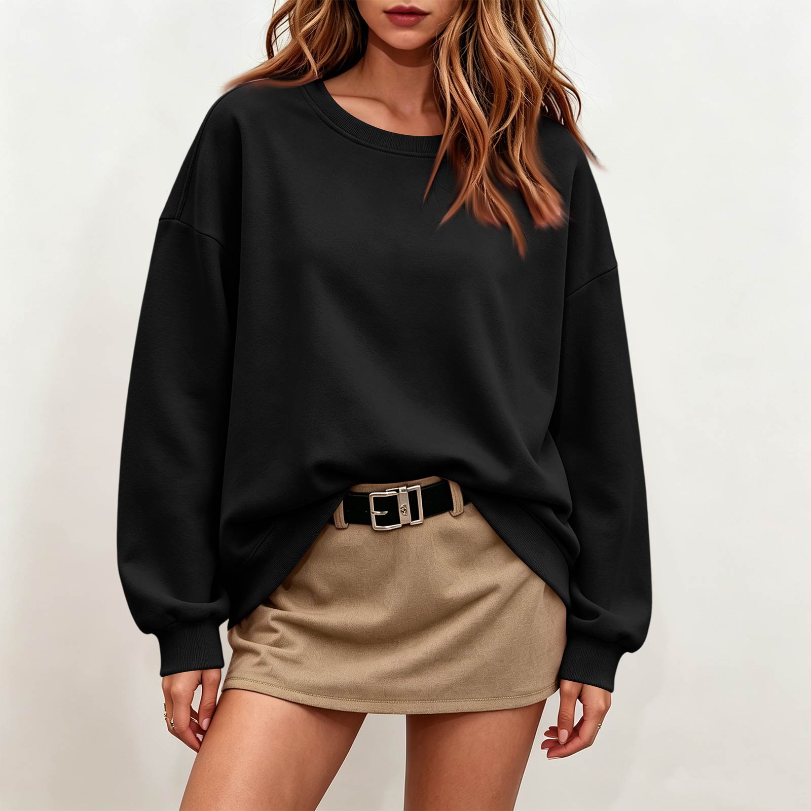 Women s Fashion Long Sleeve Neck Pullover Hoodie for Casual Daily Wear L