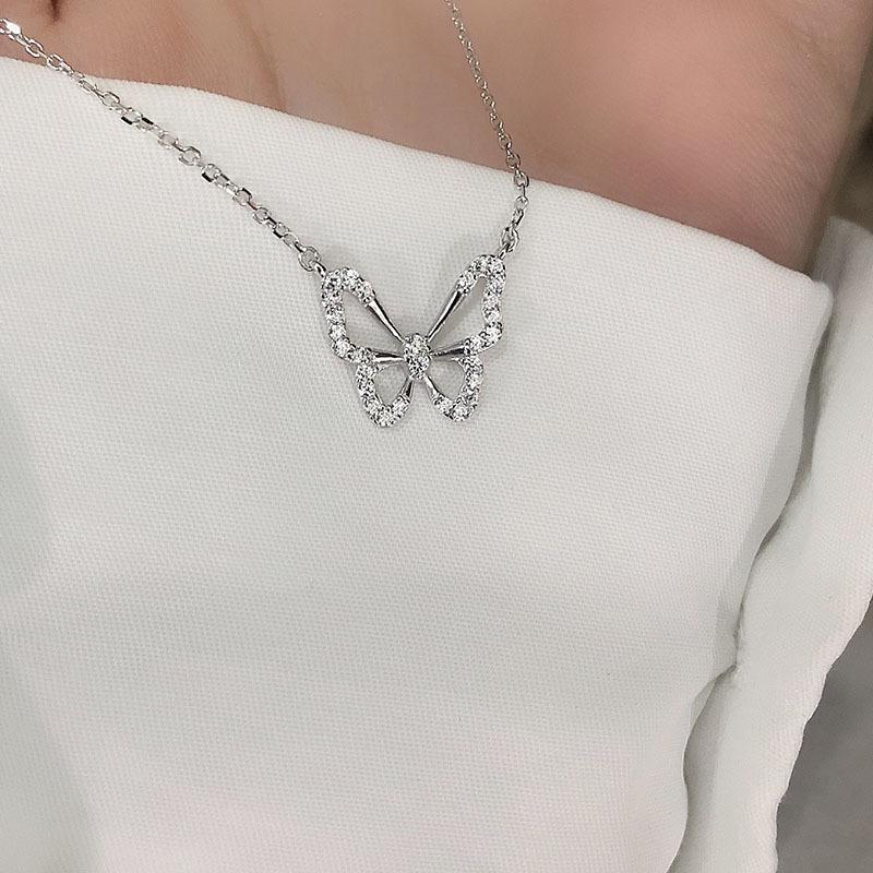 S925 Sterling Silber Schmetterling Halskette Damen